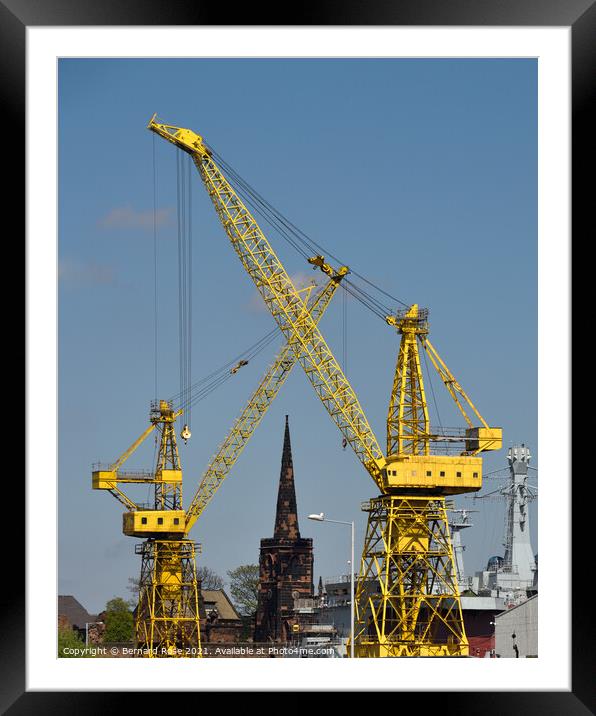 Cammell Laird's Yellow Cranes Framed Mounted Print by Bernard Rose Photography