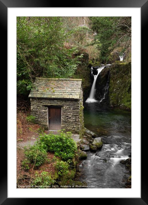 Rydal Hall Waterfall Framed Mounted Print by louise wilson