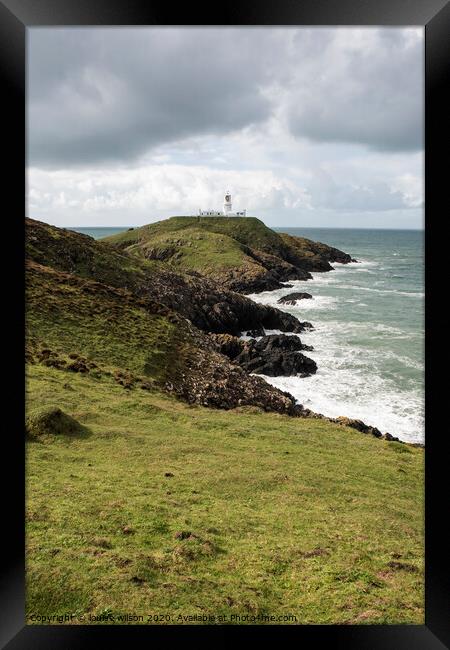 Strumble head lighthouse Framed Print by louise wilson