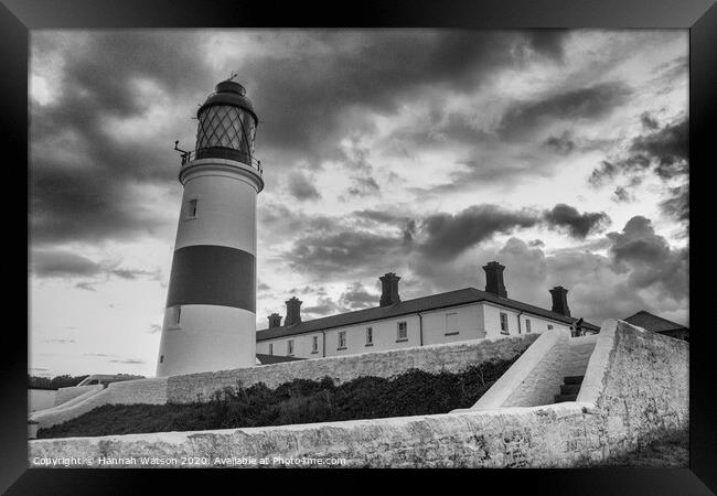 Souter Lighthouse Mono Framed Print by Hannah Watson