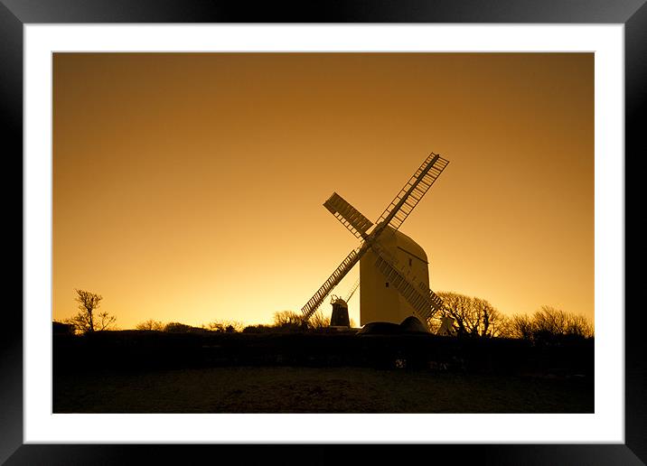 Sunrise over Jill WindmIll, Sussex Framed Mounted Print by Eddie Howland