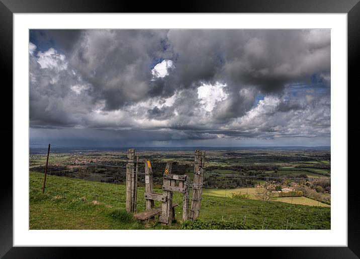 Ditchling Beacon Storm Framed Mounted Print by Eddie Howland