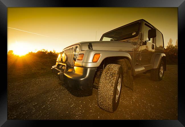 Jeep Wrangler at Sunset Framed Print by Eddie Howland