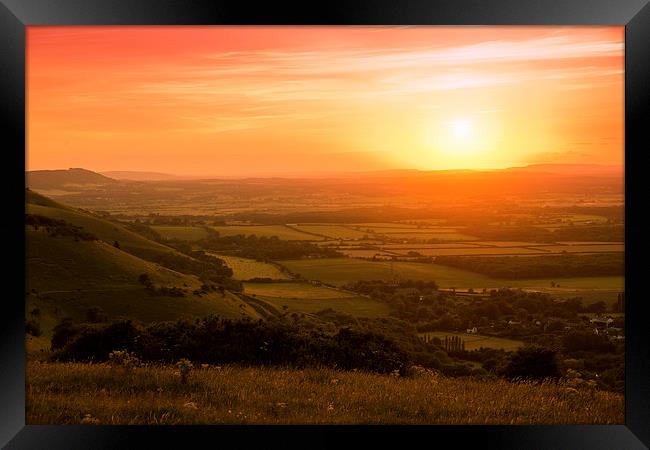 Sunset at Devils Dyke, Sussex Framed Print by Eddie Howland