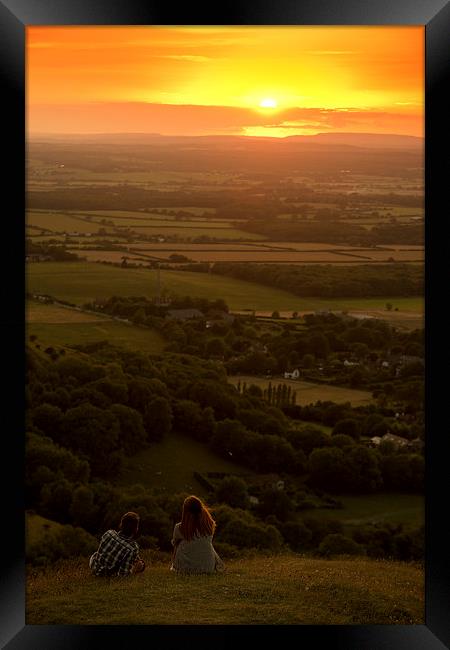  Sunset at Devils Dyke, Sussex Framed Print by Eddie Howland