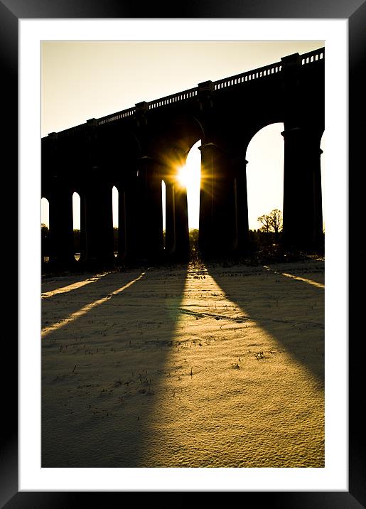 Balcombe Viaduct in the Snow at sunset Framed Mounted Print by Eddie Howland