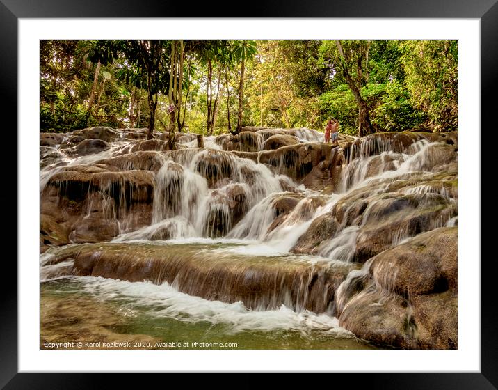 Dunn's River Falls in Jamaica Framed Mounted Print by Karol Kozlowski