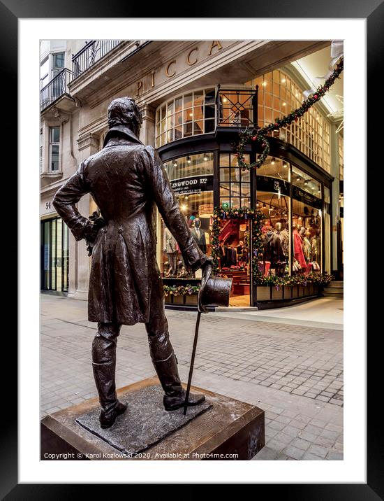 Beau Brummell Monument and Picadilly Arcade in London Framed Mounted Print by Karol Kozlowski