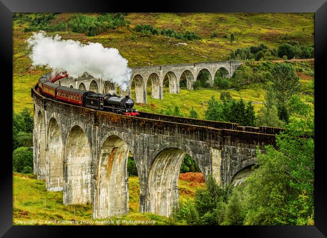 Jacobite Steam Train crossing the Glenfinnan Viaduct Framed Print by Karol Kozlowski