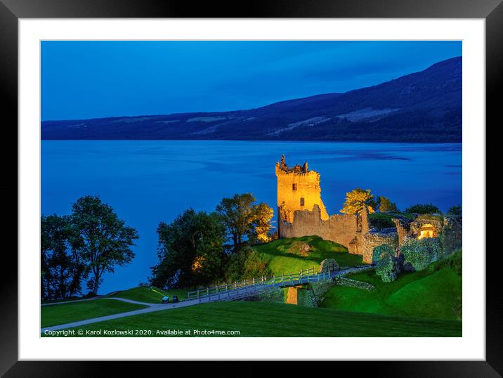 Urquhart Castle and Loch Ness Framed Mounted Print by Karol Kozlowski