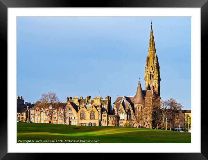 Bruntsfield Links and Barclay Viewforth Church in Edinburgh Framed Mounted Print by Karol Kozlowski