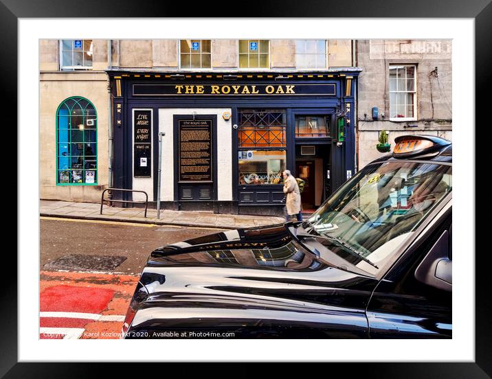 The Royal Oak Pub in Edinburgh Framed Mounted Print by Karol Kozlowski