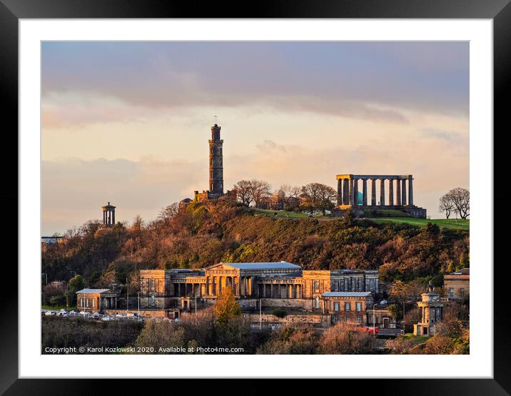 Calton Hill in Edinburgh Framed Mounted Print by Karol Kozlowski