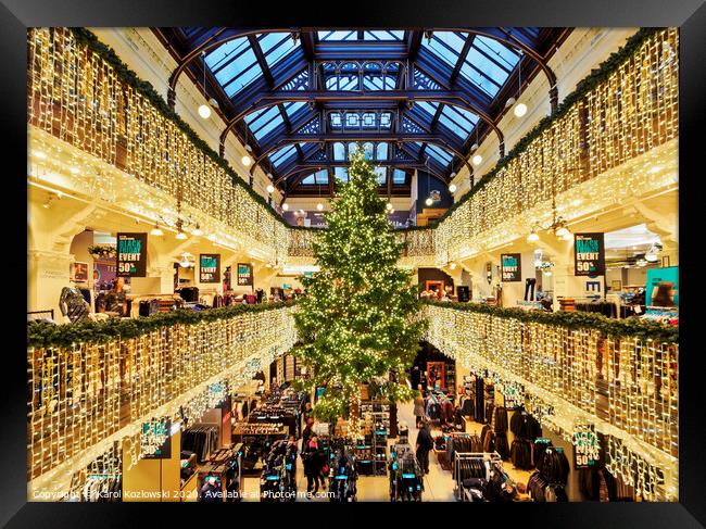Christmas Decorations in the Jenners Department Store in Edinburgh Framed Print by Karol Kozlowski