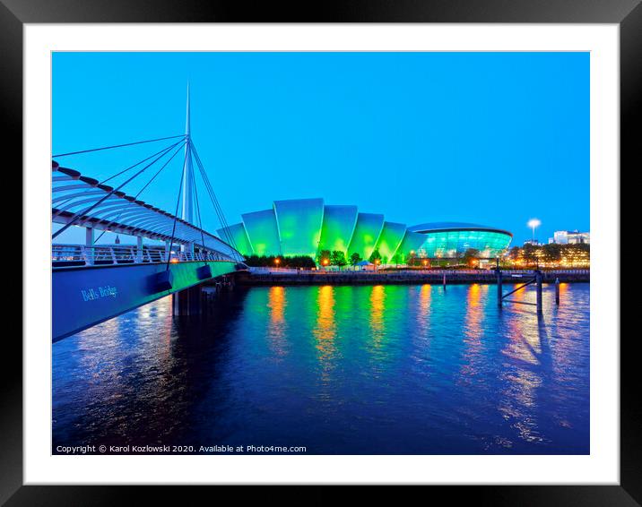 The Bells Bridge, The Clyde Auditorium and The Hydro in Glasgow Framed Mounted Print by Karol Kozlowski
