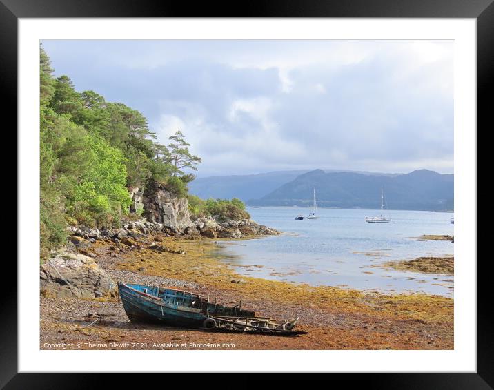 Old rowing boat at Plockton Framed Mounted Print by Thelma Blewitt