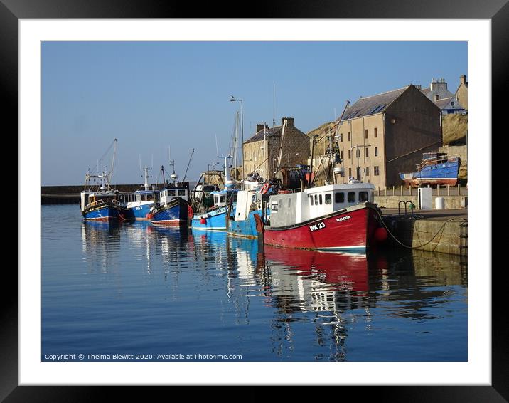 Burghead Harbour Relections Framed Mounted Print by Thelma Blewitt