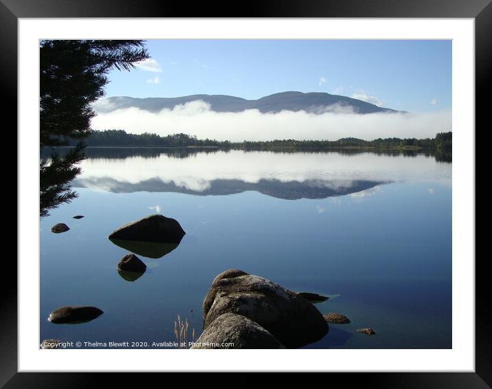 Loch Garten reflections Framed Mounted Print by Thelma Blewitt