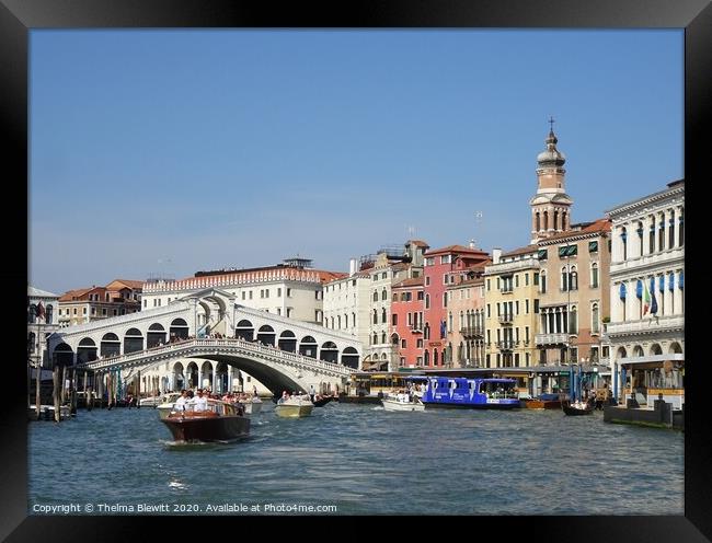 Rialto Bridge Venice Framed Print by Thelma Blewitt