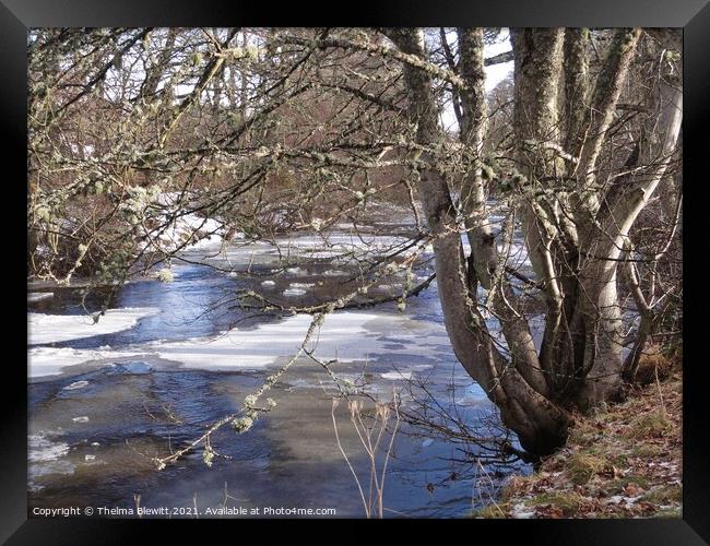 Icy River Nethy Framed Print by Thelma Blewitt