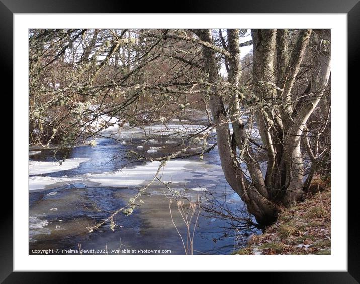 Icy River Nethy Framed Mounted Print by Thelma Blewitt