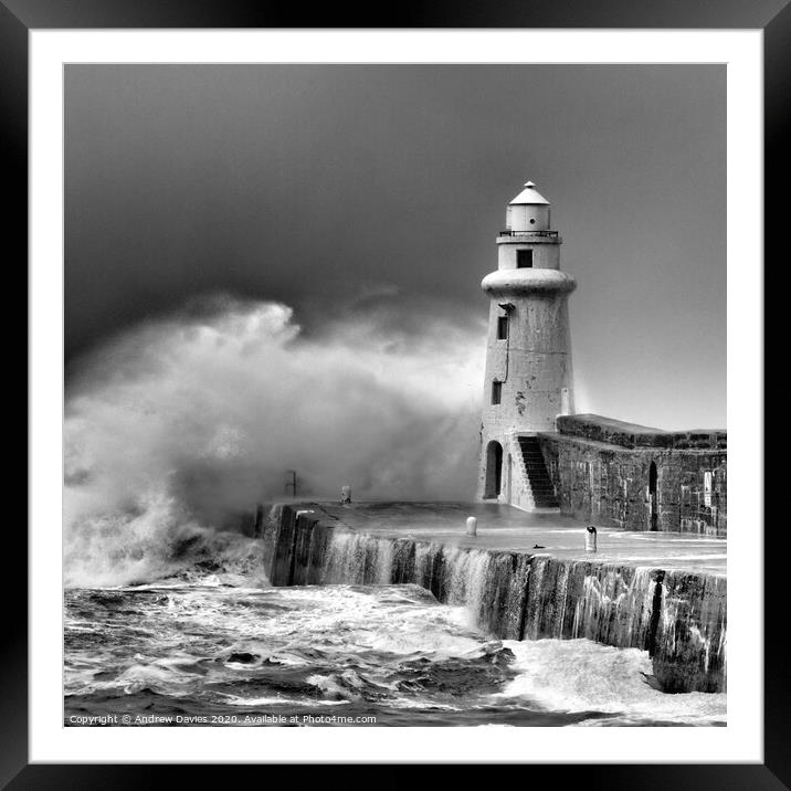 Macduff Harbour Lighthouse, Aberdeenshire Framed Mounted Print by Andrew Davies