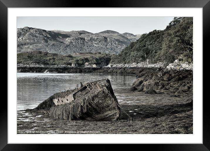 Badachro Harbour Wreck Framed Mounted Print by Andrew Davies