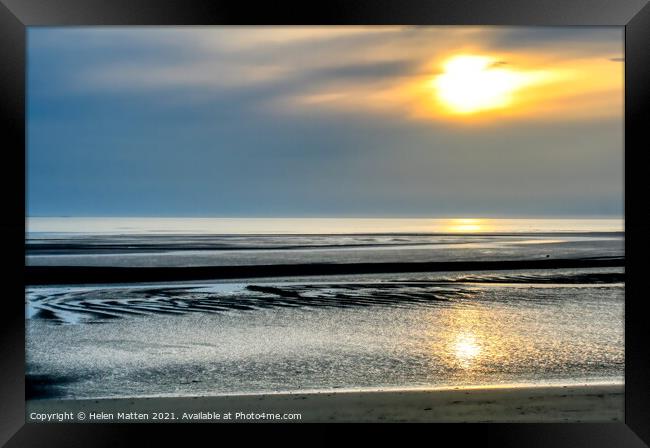 LLandudno Sunset grey tones on the beach  Framed Print by Helkoryo Photography