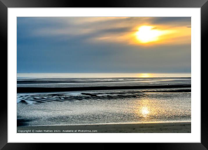 LLandudno Sunset grey tones on the beach  Framed Mounted Print by Helkoryo Photography