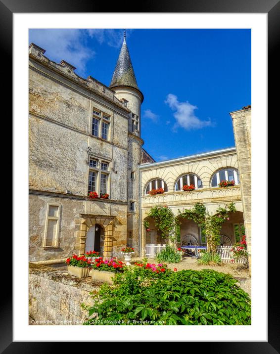 The Château Lagorce France Courtyard Framed Mounted Print by Helkoryo Photography