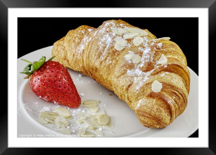 Croissant and strawberry breakfast Framed Mounted Print by Helkoryo Photography