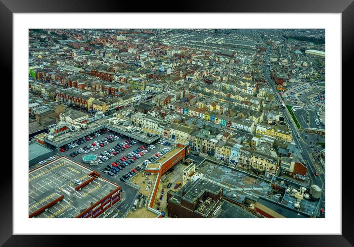 Blackpool town view from the tower Framed Mounted Print by Helkoryo Photography