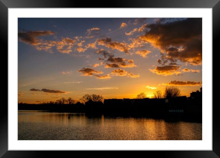 Sunset over Daventry Fishing lake Framed Mounted Print by Helkoryo Photography