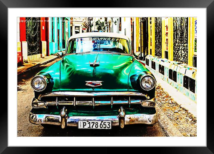 Havana Taxi  Framed Mounted Print by Janie Pratt
