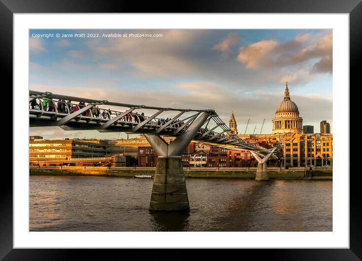 Millennium Bridge Sunset Framed Mounted Print by Janie Pratt