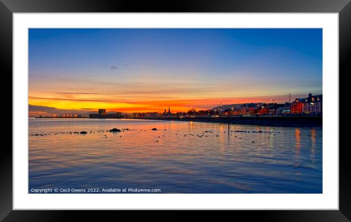A sunset over Carrickfergus Castle Framed Mounted Print by Cecil Owens