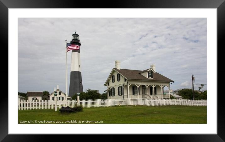 Tybee Island Lighthouse Framed Mounted Print by Cecil Owens