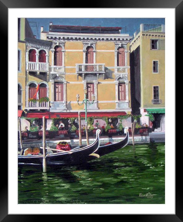 Grand Canal, Venice. Prints from my original artwork.  Framed Mounted Print by Peter Bolton