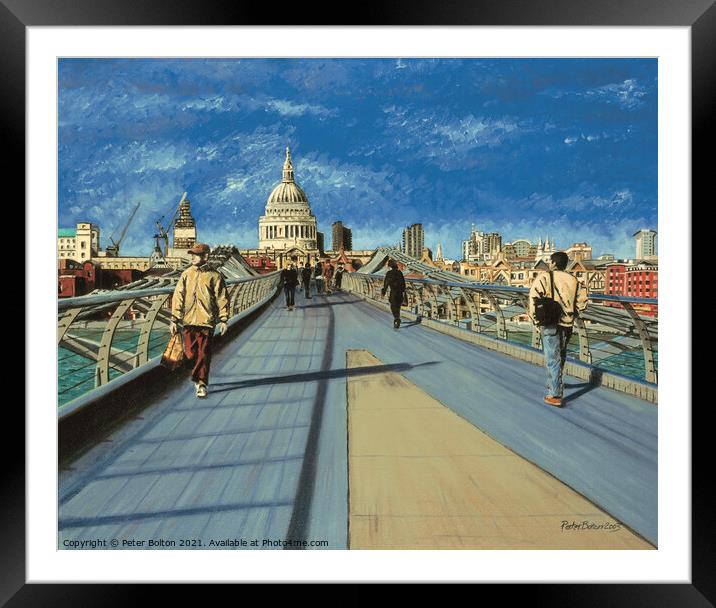 'Millennium Bridge' by Peter Bolton. Originally painted by me in 2003. Now available as prints.  Framed Mounted Print by Peter Bolton