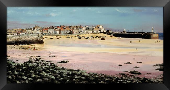 Painting of St.Ives harbour, Cornwall. By me in 2004 now available as prints. Framed Print by Peter Bolton