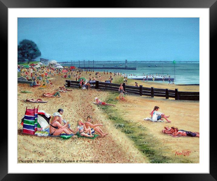Artwork in oils of Leigh Beach, Essex, 2003, by Peter Bolton. Framed Mounted Print by Peter Bolton