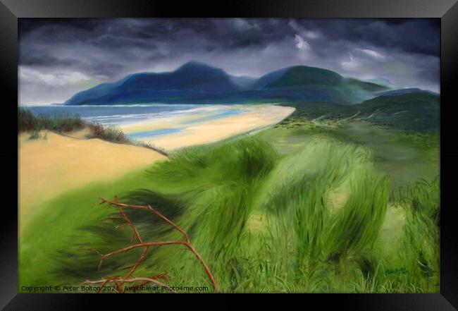 N.Ireland coast. Painting in oils by Peter Bolton 2005. Framed Print by Peter Bolton