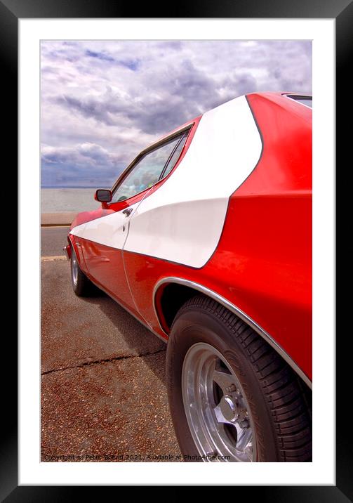 Classic car show, Ford Gran Torino car at Southend on Sea, Essex Framed Mounted Print by Peter Bolton