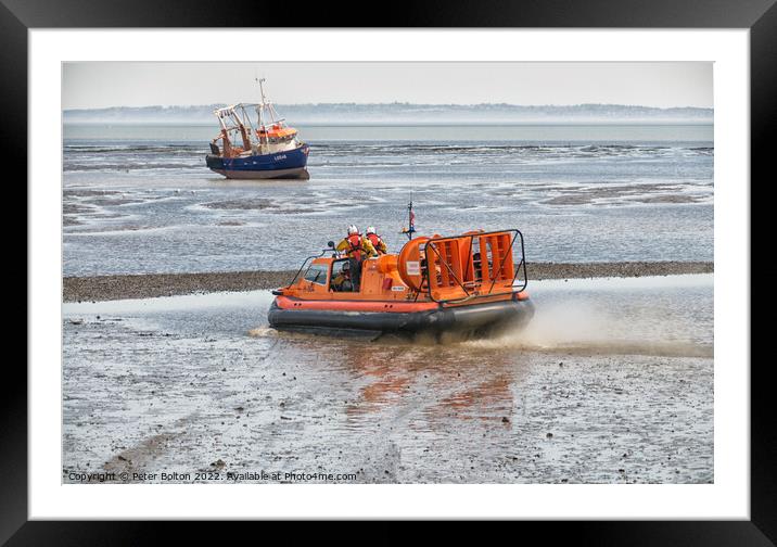 Lifesaving Hovercraft Rescue Framed Mounted Print by Peter Bolton