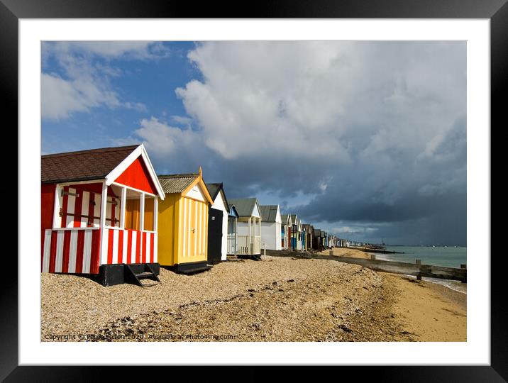 Beach huts at Thorpe Bay, Essex, UK Framed Mounted Print by Peter Bolton