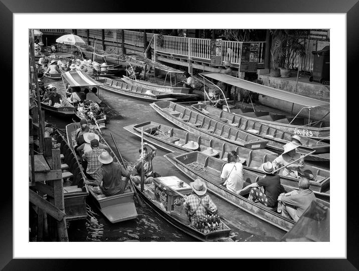 Floating market, Bangkok, Thailand. Framed Mounted Print by Peter Bolton