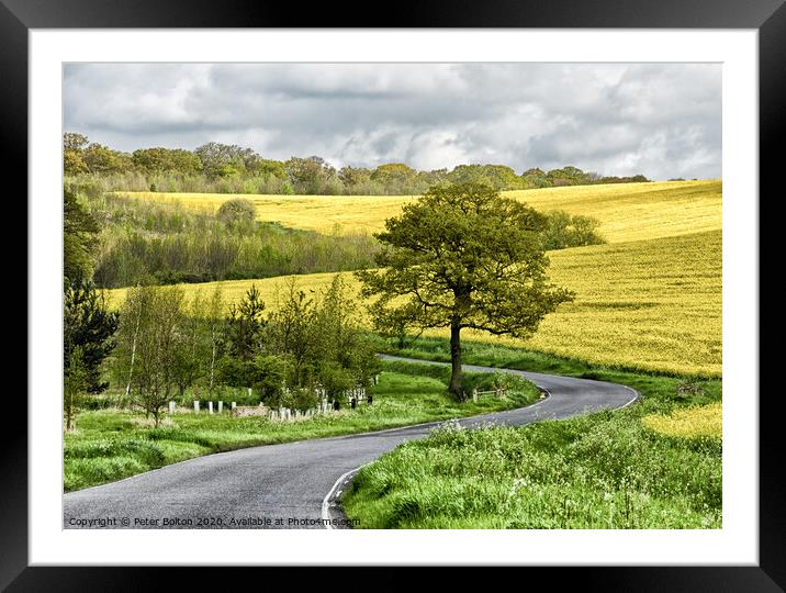 Winding country road at The Hanningfields, Essex, UK Framed Mounted Print by Peter Bolton