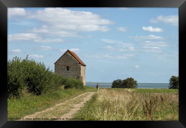 654AD, Chapel of St. Peter-on-the Wall, Bradwell, Essex, Uk. Framed Print by Peter Bolton