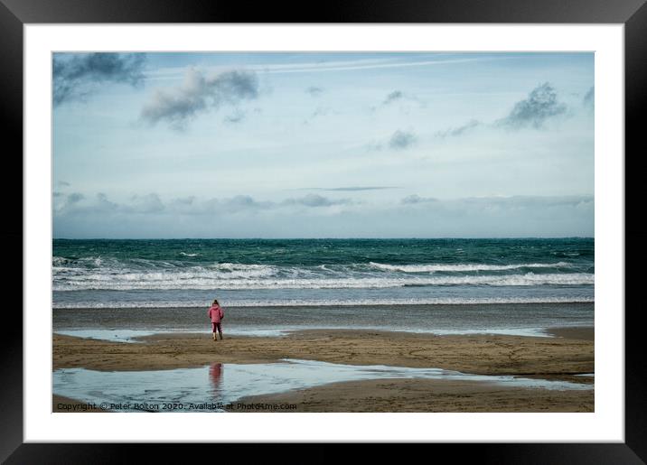 'Im so small, the sea's so big. St.Ives, Cornwall, UK. Framed Mounted Print by Peter Bolton