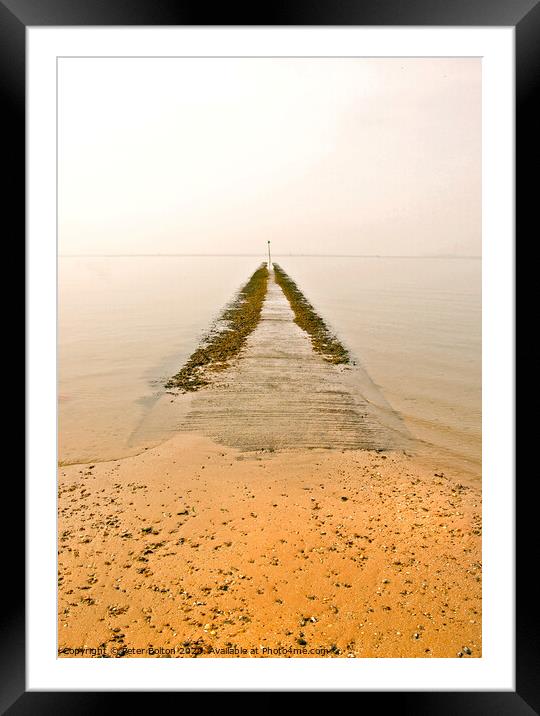 Abstract photo of a concrete jetty at Thorpe Bay, Essex, UK. Framed Mounted Print by Peter Bolton